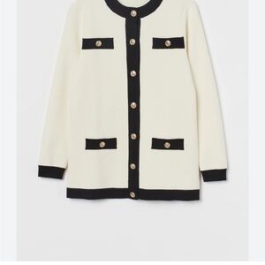 H&M chic Cream Cardigan with Black Trim dressy